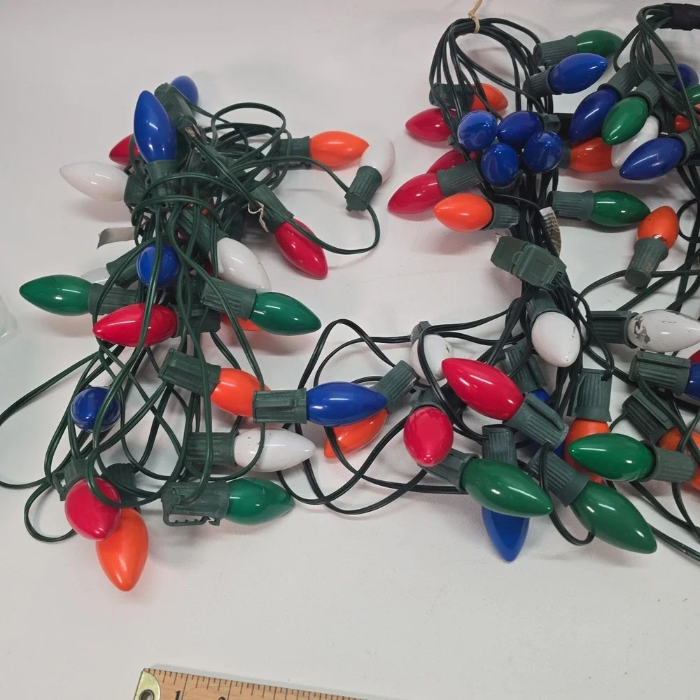 4 Sets of Sylvania Christmas Lights Vintage Indoor/Outdoor 25 C9 Bulbs/String